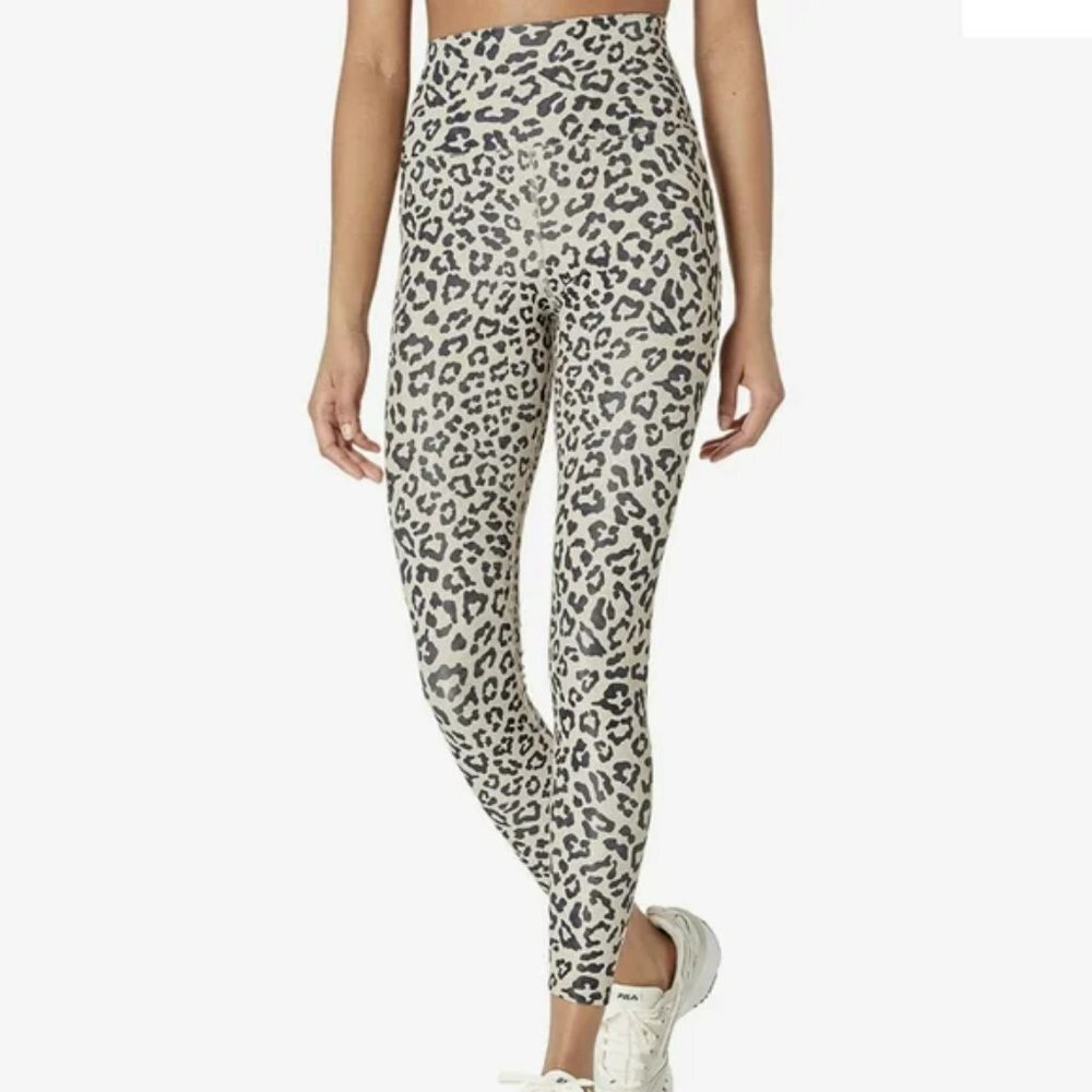 Beach Riot Cream and Black Leopard Print High-Waist Leggings